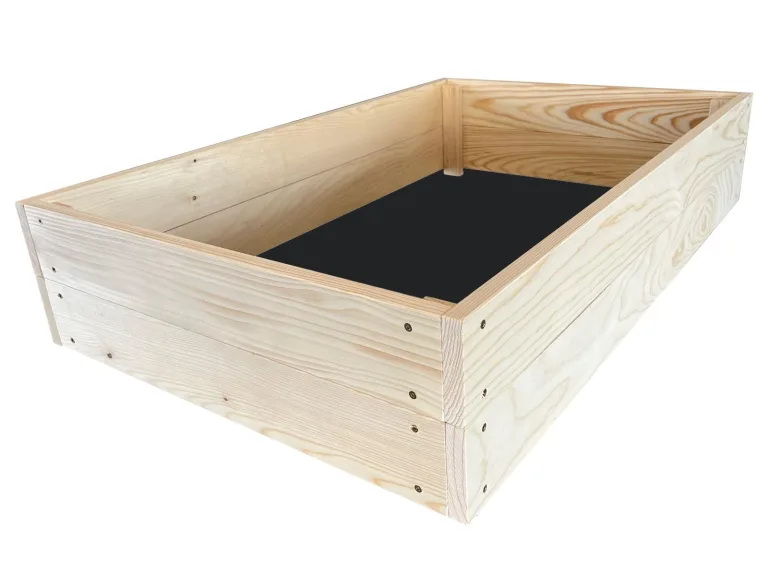Lermowoood Hochbeet aus Holz 40x40x20 cm Natur – Pflanzkasten für Gemüse & Kräuter – mit Agrovließ – steckbar & stapelbar- Aussenbereich ideal für Garten, Balkon & Terrasse – Bild 2