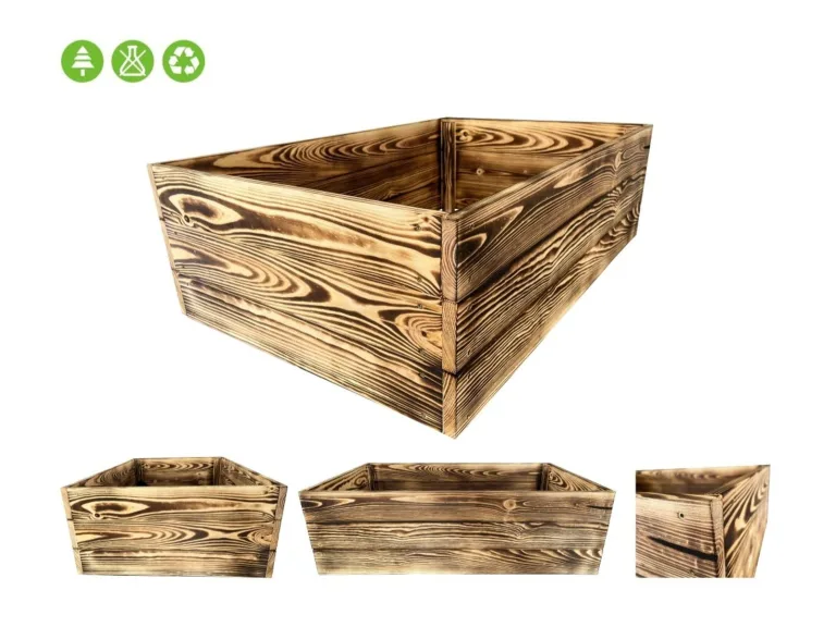 Lermowoood Hochbeet aus Holz 100x40x30 cm Geflammt – Pflanzkasten für Gemüse & Kräuter – mit Agrovließ – steckbar & stapelbar- Aussenbereich ideal für Garten, Balkon & Terrasse – Bild 6