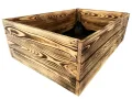 Lermowoood Hochbeet aus Holz 100x40x30 cm Geflammt – Pflanzkasten für Gemüse & Kräuter – mit Agrovließ – steckbar & stapelbar- Aussenbereich ideal für Garten, Balkon & Terrasse - Thumbnail 2