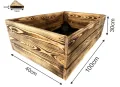 Lermowoood Hochbeet aus Holz 100x40x30 cm Geflammt – Pflanzkasten für Gemüse & Kräuter – mit Agrovließ – steckbar & stapelbar- Aussenbereich ideal für Garten, Balkon & Terrasse - Thumbnail 3