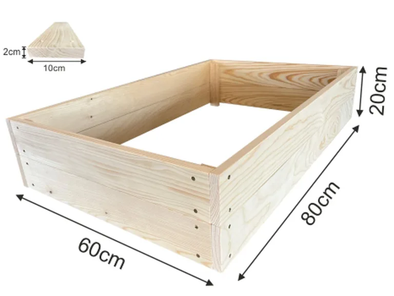 Lermowoood Hochbeet aus Holz 60x80x20 cm Natur – Pflanzkasten für Gemüse & Kräuter – mit Agrovließ – steckbar & stapelbar- Aussenbereich ideal für Garten, Balkon & Terrasse – Bild 3