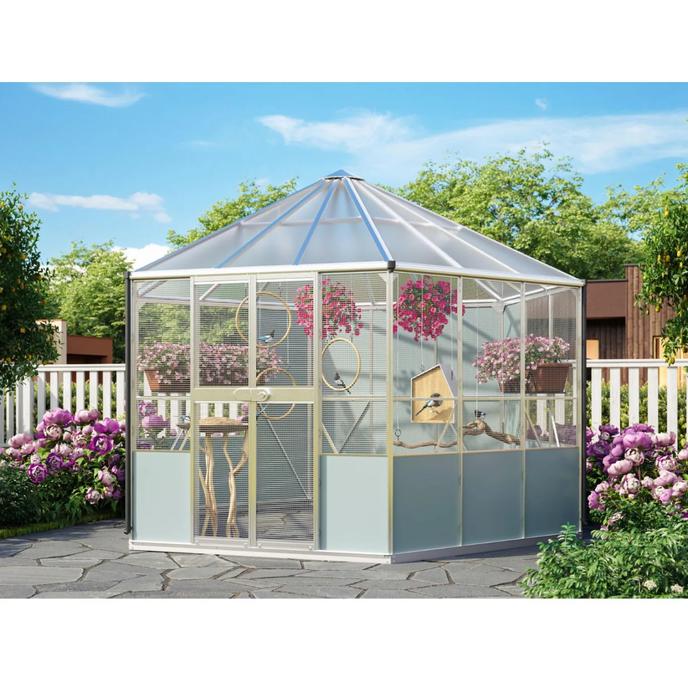 Vitavia Gewächshaus-Pavillon/ Vogelvoliere Circus 9000", Aluminium eloxiert, 9,0 m² | Wetterfestes & stabiles Treibhaus | Perfekt für Gemüse & Pflanzen | Robust & langlebig - Bild 1