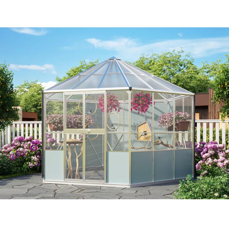 Vitavia Gewächshaus-Pavillon/ Vogelvoliere Circus 9000", Aluminium eloxiert, 9,0 m² | Wetterfestes & stabiles Treibhaus | Perfekt für Gemüse & Pflanzen | Robust & langlebig – Bild 1