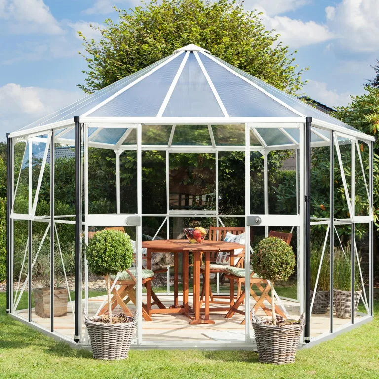 Vitavia Gewächshaus-Pavillon Hera 9000" inkl. Stahlfundament, schwarz, 9,0 m², 3 mm ESG, 6 mm HKP | Wetterfestes & stabiles Treibhaus | Perfekt für Gemüse & Pflanzen | Robust & langlebig – Bild 8