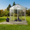 Vitavia Gewächshaus-Pavillon Hera 9000" inkl. Stahlfundament, schwarz, 9,0 m², 3 mm ESG, 6 mm HKP | Wetterfestes & stabiles Treibhaus | Perfekt für Gemüse & Pflanzen | Robust & langlebig - Thumbnail 6