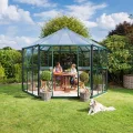 Vitavia Gewächshaus-Pavillon Hera 9000" inkl. Stahlfundament, schwarz, 9,0 m², 3 mm ESG, 6 mm HKP | Wetterfestes & stabiles Treibhaus | Perfekt für Gemüse & Pflanzen | Robust & langlebig - Thumbnail 9