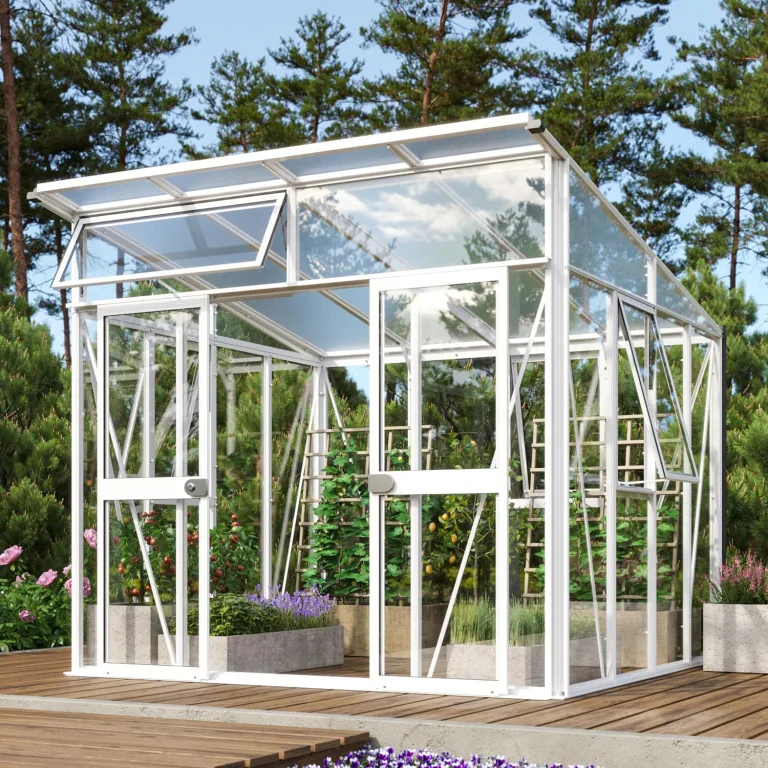 Vitavia Gewächshaus Aura 7800", weiß, 7,8 m², 3 mm ESG, 10 mm HKP | Wetterfestes & stabiles Treibhaus | Perfekt für Gemüse & Pflanzen | Robust & langlebig – Bild 4