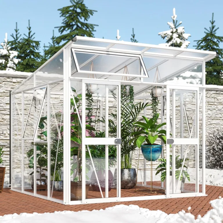 Vitavia Gewächshaus Aura 7800", weiß, 7,8 m², 3 mm ESG, 10 mm HKP | Wetterfestes & stabiles Treibhaus | Perfekt für Gemüse & Pflanzen | Robust & langlebig – Bild 5