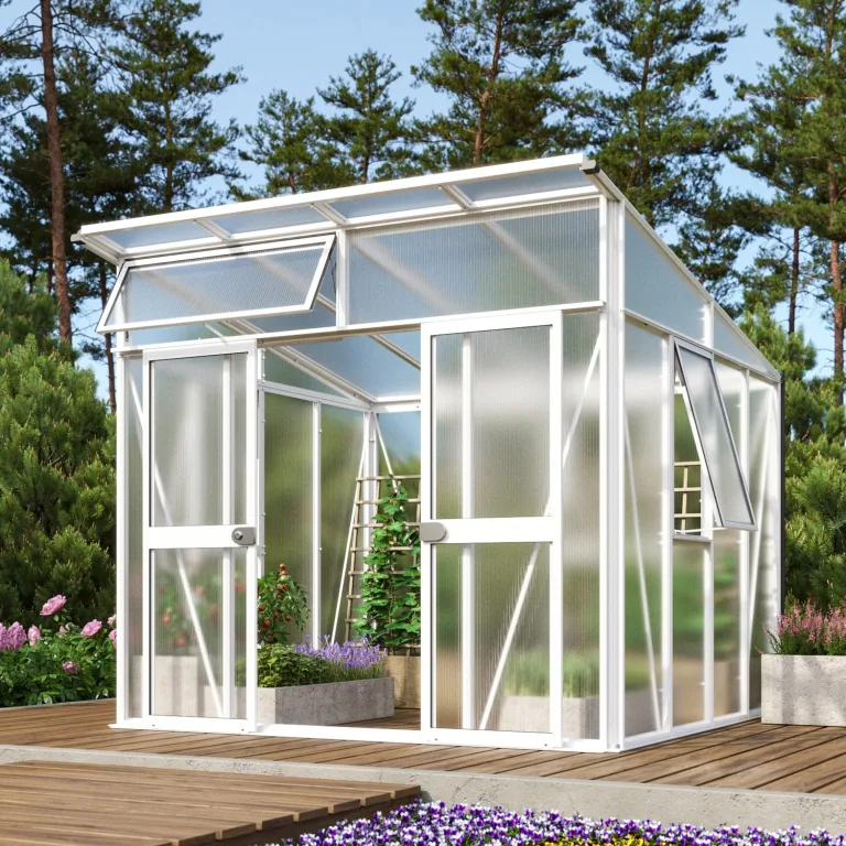 Vitavia Gewächshaus Aura 7800", weiß, 7,8 m², 3 mm ESG, 10 mm HKP | Wetterfestes & stabiles Treibhaus | Perfekt für Gemüse & Pflanzen | Robust & langlebig – Bild 9