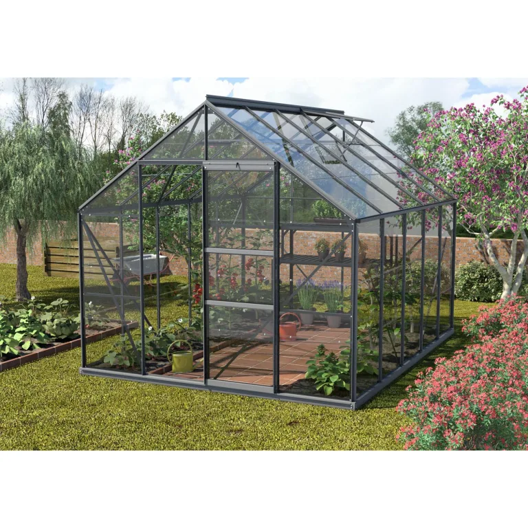 Vitavia Gewächshaus Merkur 8300", schwarz, 8,3 m², 3 mm ESG | Wetterfestes & stabiles Treibhaus | Perfekt für Gemüse & Pflanzen | Robust & langlebig – Bild 5