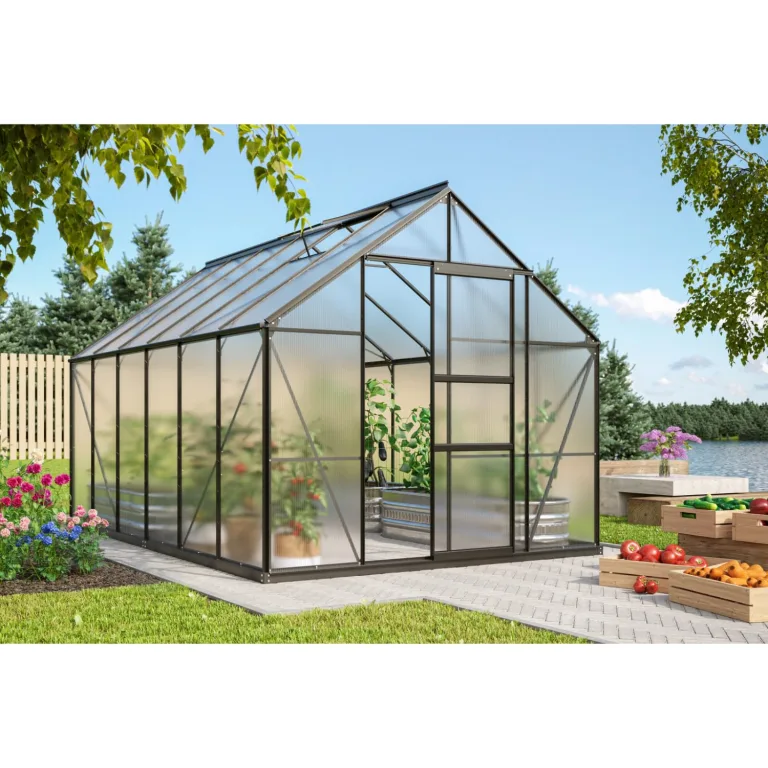 Vitavia Gewächshaus Merkur 8300", schwarz, 8,3 m², 3 mm ESG | Wetterfestes & stabiles Treibhaus | Perfekt für Gemüse & Pflanzen | Robust & langlebig – Bild 6