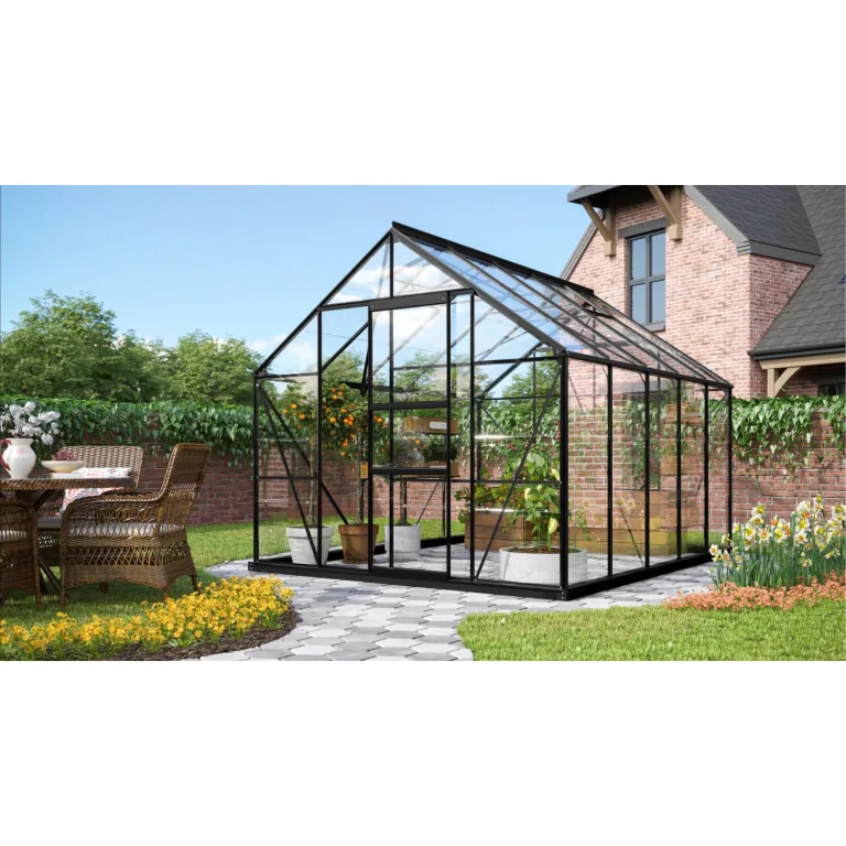 Vitavia Gewächshaus Merkur 8300", schwarz, 8,3 m², 3 mm ESG | Wetterfestes & stabiles Treibhaus | Perfekt für Gemüse & Pflanzen | Robust & langlebig – Bild 1