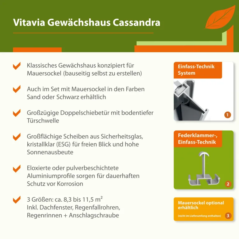 Vitavia Gewächshaus Cassandra 9900", Aluminium eloxiert, 9,9 m², ohne Sockelmauer, 3 mm ESG | Wetterfestes & stabiles Treibhaus | Perfekt für Gemüse & Pflanzen | Robust & langlebig – Bild 4