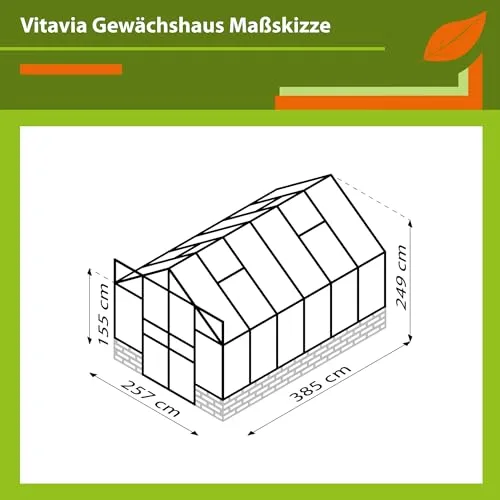 Vitavia Gewächshaus Cassandra 9900", Aluminium eloxiert, 9,9 m², ohne Sockelmauer, 3 mm ESG | Wetterfestes & stabiles Treibhaus | Perfekt für Gemüse & Pflanzen | Robust & langlebig – Bild 8