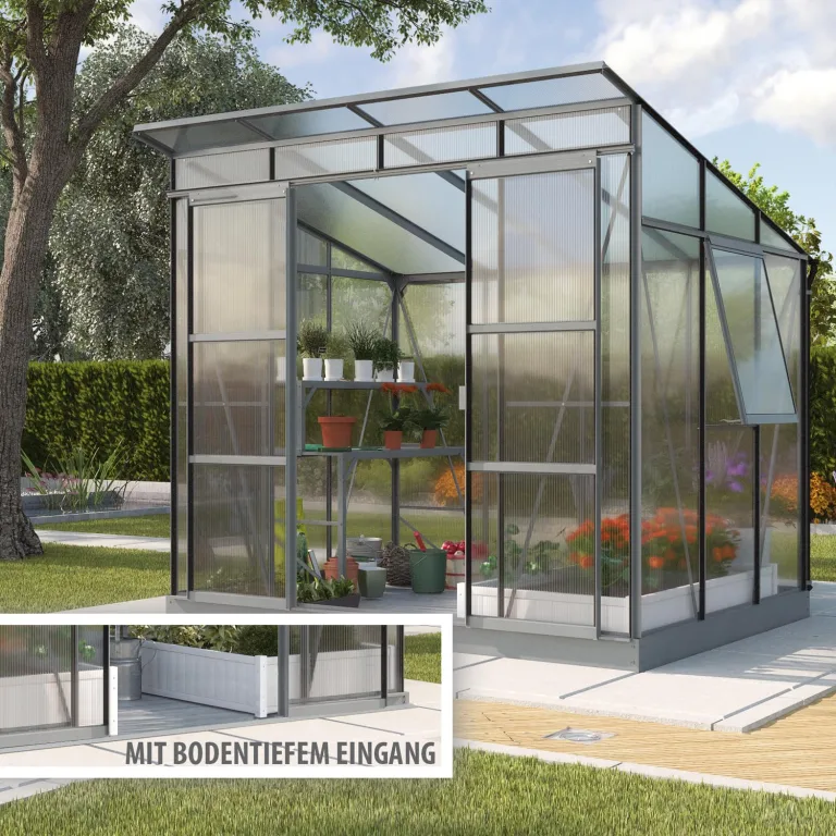 Vitavia Gewächshaus Playa 5900", schwarz, 5,9 m², 6 mm HKP | Wetterfestes & stabiles Treibhaus | Perfekt für Gemüse & Pflanzen | Robust & langlebig – Bild 3