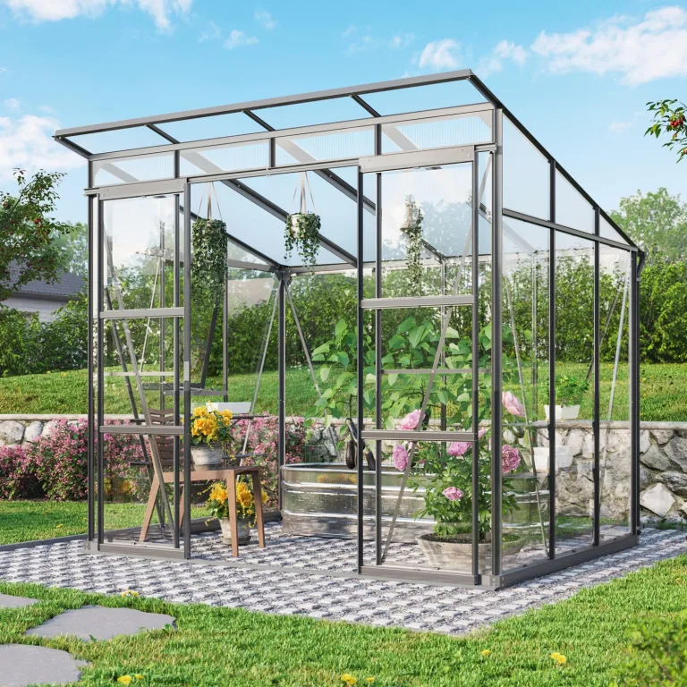 Vitavia Gewächshaus Playa 5900", schwarz, 5,9 m², 6 mm HKP | Wetterfestes & stabiles Treibhaus | Perfekt für Gemüse & Pflanzen | Robust & langlebig – Bild 6
