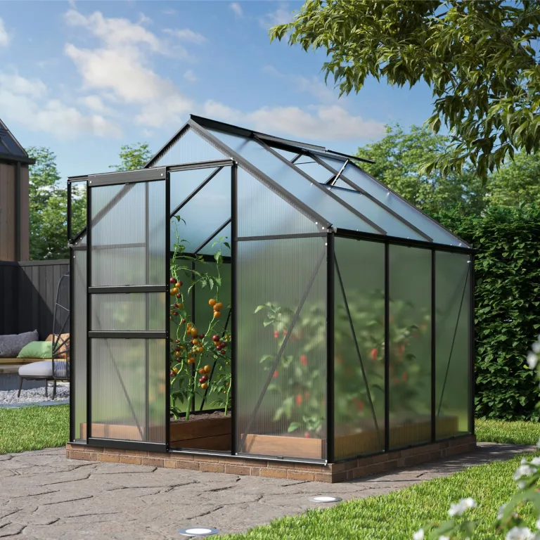 Vitavia Gewächshaus Comet 3800", schwarz, 3,8 m², 4 mm HKP | Wetterfestes & stabiles Treibhaus | Perfekt für Gemüse & Pflanzen | Robust & langlebig – Bild 5