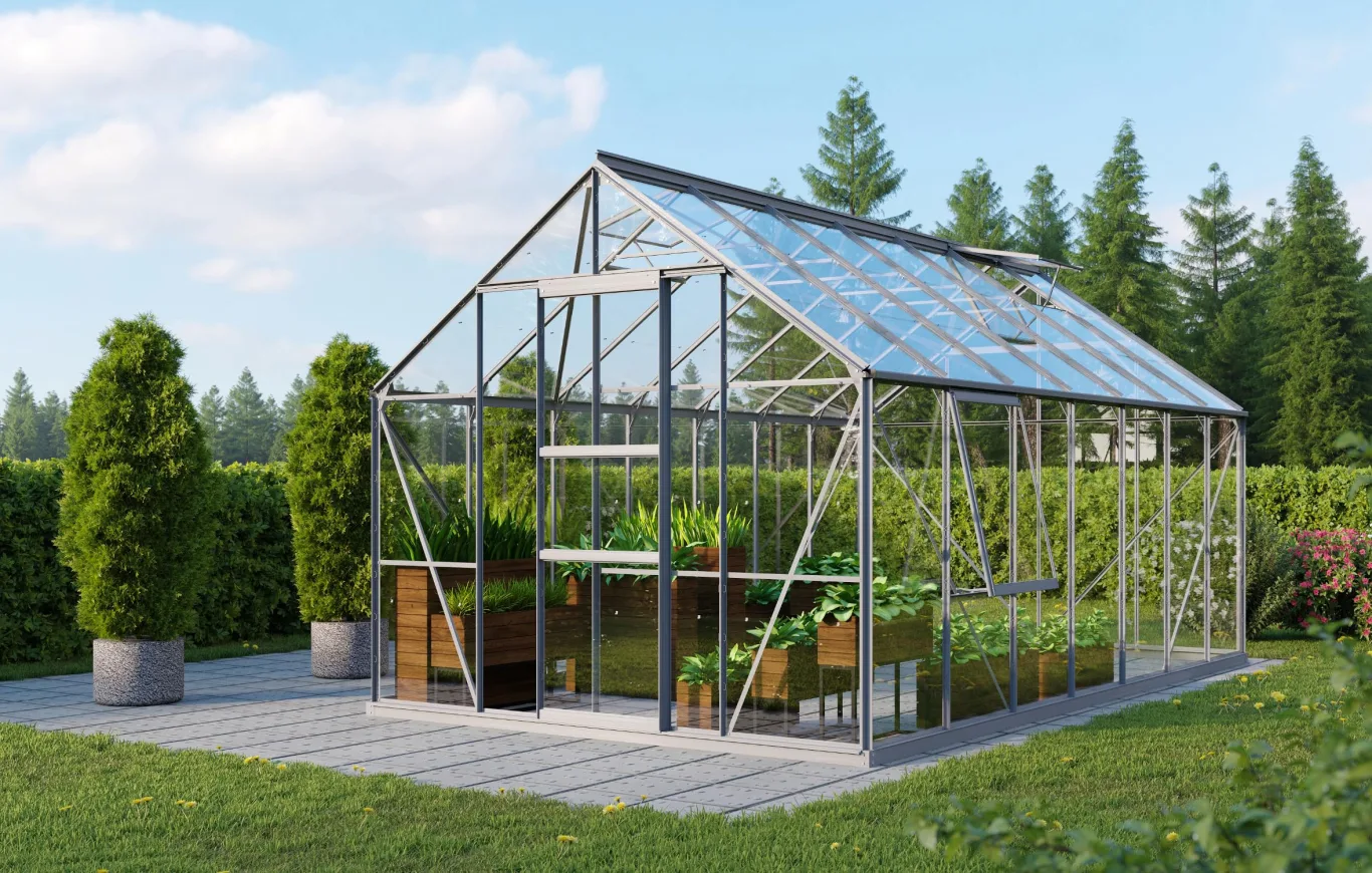Vitavia Gewächshaus Meridian 1 11500", Aluminium, 11,5 m², 3 mm ESG | Wetterfestes & stabiles Treibhaus | Perfekt für Gemüse & Pflanzen | Robust & langlebig - Bild 1