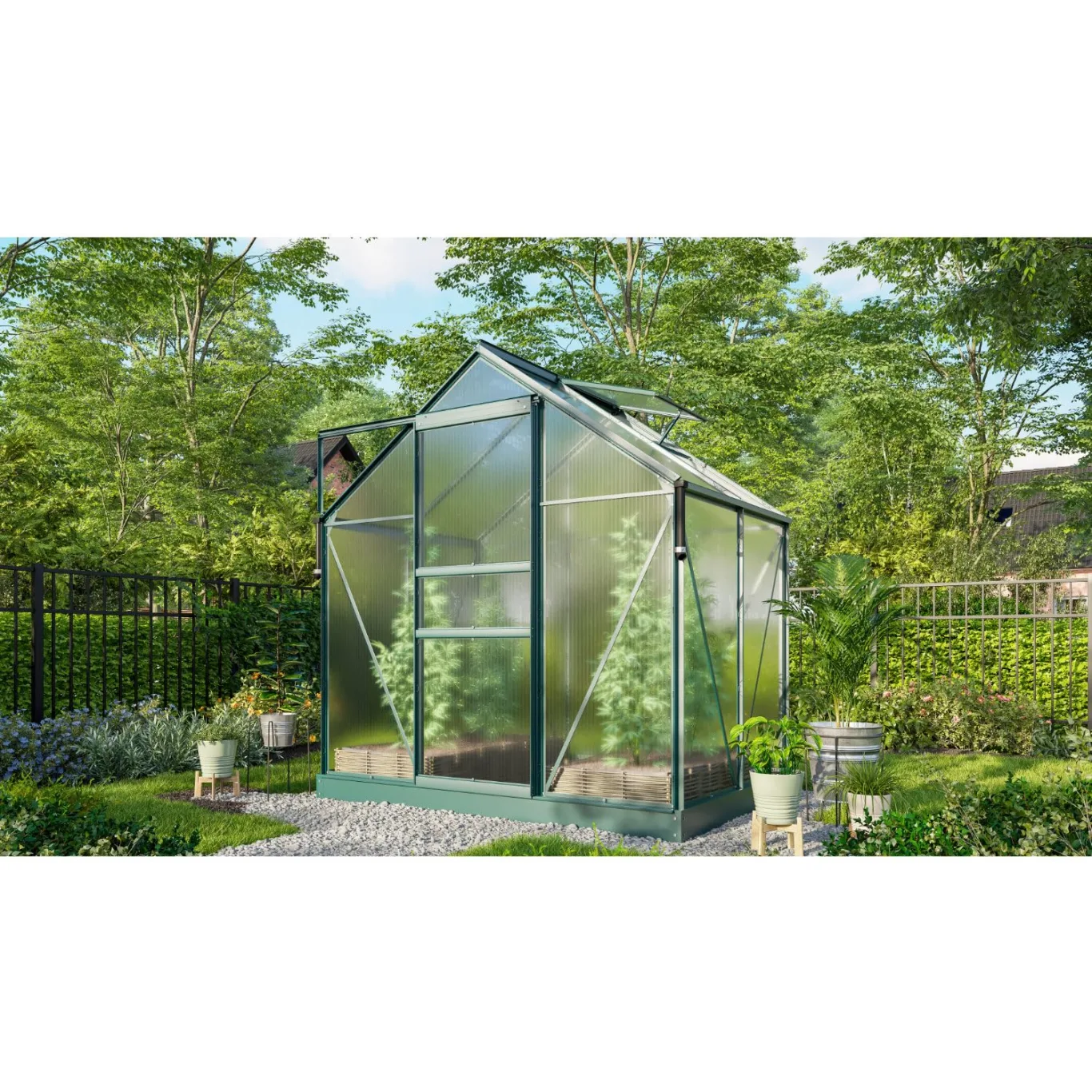 Vitavia Gewächshaus Marley inkl. Ready2Grow Zubehör-Set, smaragd grün, 2,5 m², 6 mm HKP | Wetterfestes & stabiles Treibhaus | Perfekt für Gemüse & Pflanzen | Robust & langlebig - Bild 1