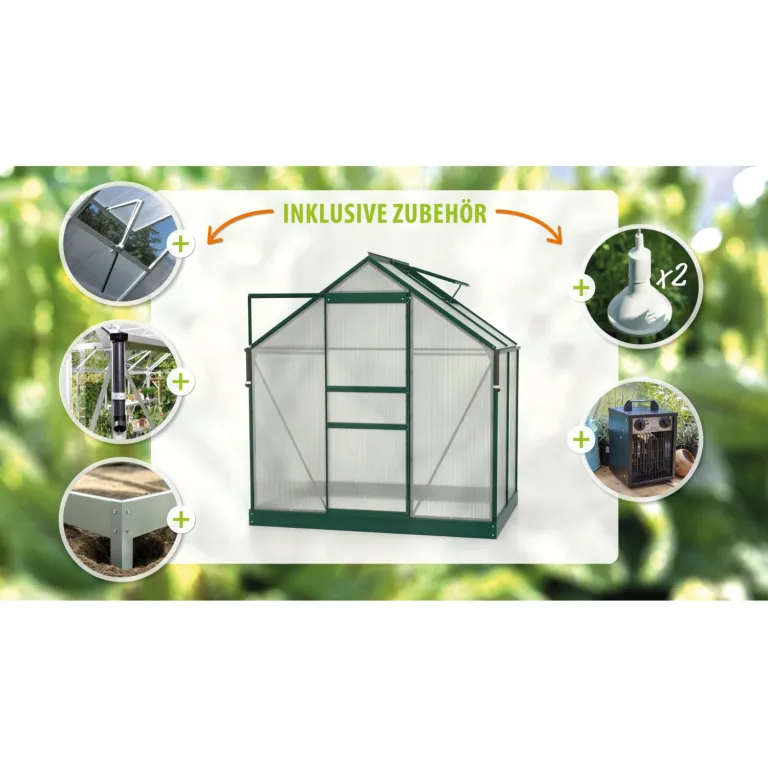 Vitavia Gewächshaus Marley inkl. Ready2Grow Zubehör-Set, smaragd grün, 2,5 m², 6 mm HKP | Wetterfestes & stabiles Treibhaus | Perfekt für Gemüse & Pflanzen | Robust & langlebig – Bild 2
