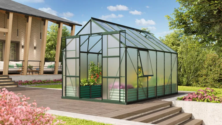 Vitavia Gewächshaus Jupiter 9900", smaragd grün, 9,9 m², 4 mm HKP | Wetterfestes & stabiles Treibhaus | Perfekt für Gemüse & Pflanzen | Robust & langlebig – Bild 4
