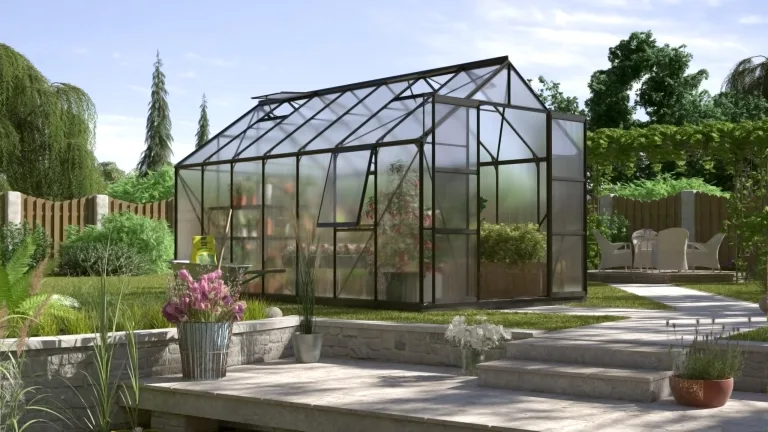 Vitavia Gewächshaus Jupiter 9900", smaragd grün, 9,9 m², 4 mm HKP | Wetterfestes & stabiles Treibhaus | Perfekt für Gemüse & Pflanzen | Robust & langlebig – Bild 8