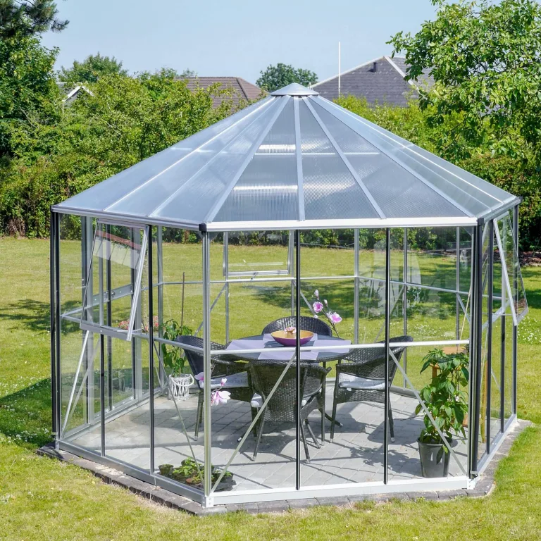 Vitavia Gewächshaus-Pavillon Juno 9000" inkl. Stahlfundament, Aluminium eloxiert, 9,0 m², 3 mm ESG, 6 mm HKP | Wetterfestes & stabiles Treibhaus | Perfekt für Gemüse & Pflanzen | Robust & langlebig – Bild 4