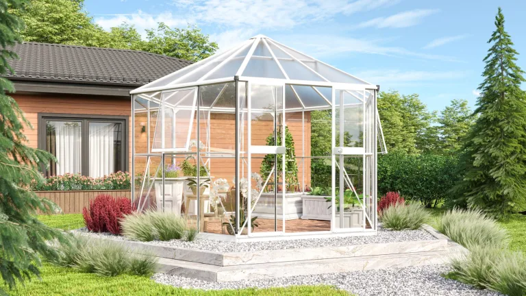 Vitavia Gewächshaus-Pavillon Juno 9000" inkl. Stahlfundament, Aluminium eloxiert, 9,0 m², 3 mm ESG, 6 mm HKP | Wetterfestes & stabiles Treibhaus | Perfekt für Gemüse & Pflanzen | Robust & langlebig – Bild 10
