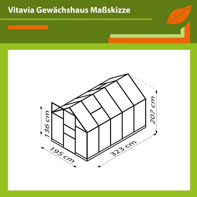 Vitavia Gewächshaus Apollo 6200", Aluminium eloxiert, 6,2 m², 4 mm HKP | Wetterfestes & stabiles Treibhaus | Perfekt für Gemüse & Pflanzen | Robust & langlebig – Bild 2
