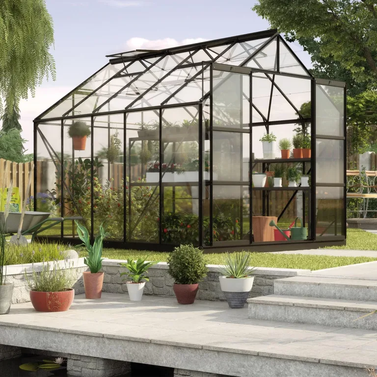 Vitavia Gewächshaus Uranus 8300", schwarz, 8,3 m², 3 mm ESG | Wetterfestes & stabiles Treibhaus | Perfekt für Gemüse & Pflanzen | Robust & langlebig – Bild 1