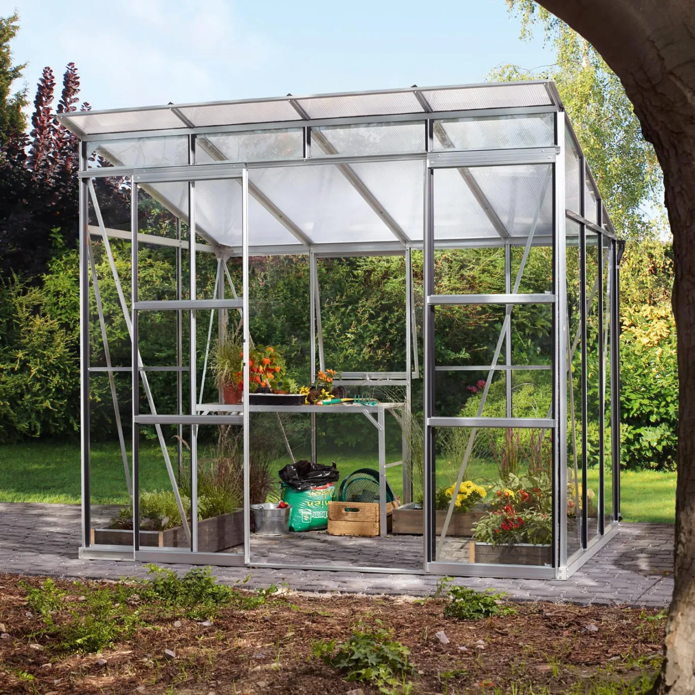 Vitavia Gewächshaus Playa 5900", Aluminium, 5,9 m², 3 mm ESG, 6 mm HKP | Wetterfestes & stabiles Treibhaus | Perfekt für Gemüse & Pflanzen | Robust & langlebig - Bild 1