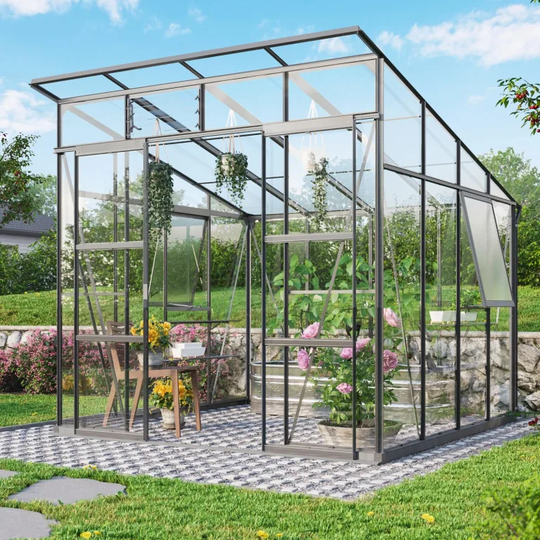 Vitavia Gewächshaus Playa 5900", Aluminium, 5,9 m², 3 mm ESG, 6 mm HKP | Wetterfestes & stabiles Treibhaus | Perfekt für Gemüse & Pflanzen | Robust & langlebig – Bild 7