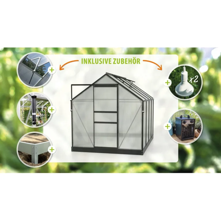 Vitavia Gewächshaus Marley inkl. Ready2Grow Zubehör-Set, schwarz, 5 m², 6 mm HKP | Wetterfestes & stabiles Treibhaus | Perfekt für Gemüse & Pflanzen | Robust & langlebig – Bild 2