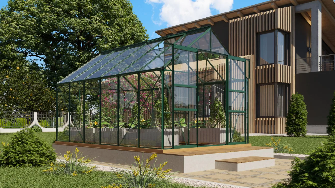 Vitavia Gewächshaus Mars 9900", smaragd grün, 9,9 m², 3 mm ESG | Wetterfestes & stabiles Treibhaus | Perfekt für Gemüse & Pflanzen | Robust & langlebig - Bild 1