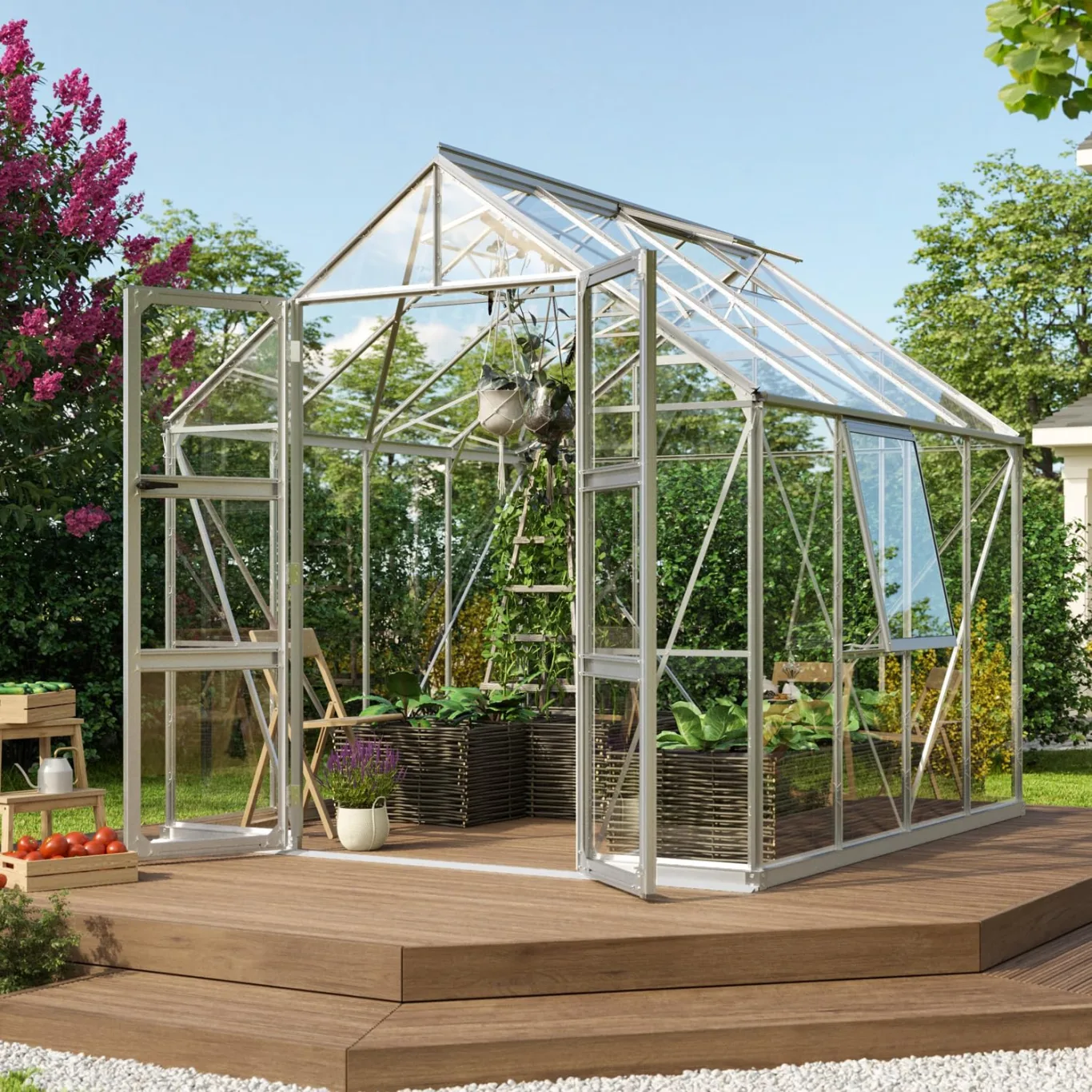Vitavia Gewächshaus Olymp 6700", Aluminium, 6,7 m², 3 mm ESG | Wetterfestes & stabiles Treibhaus | Perfekt für Gemüse & Pflanzen | Robust & langlebig - Bild 1