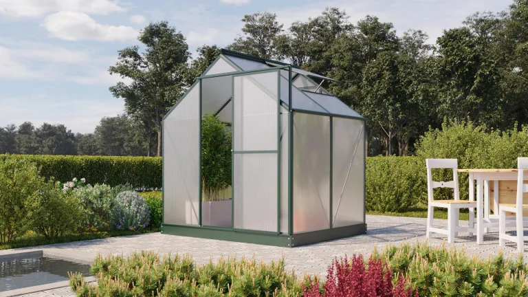 Vitavia Gewächshaus EOS 3100", smaragd, 3,1 m², 4 mm HKP | Wetterfestes & stabiles Treibhaus | Perfekt für Gemüse & Pflanzen | Robust & langlebig – Bild 4
