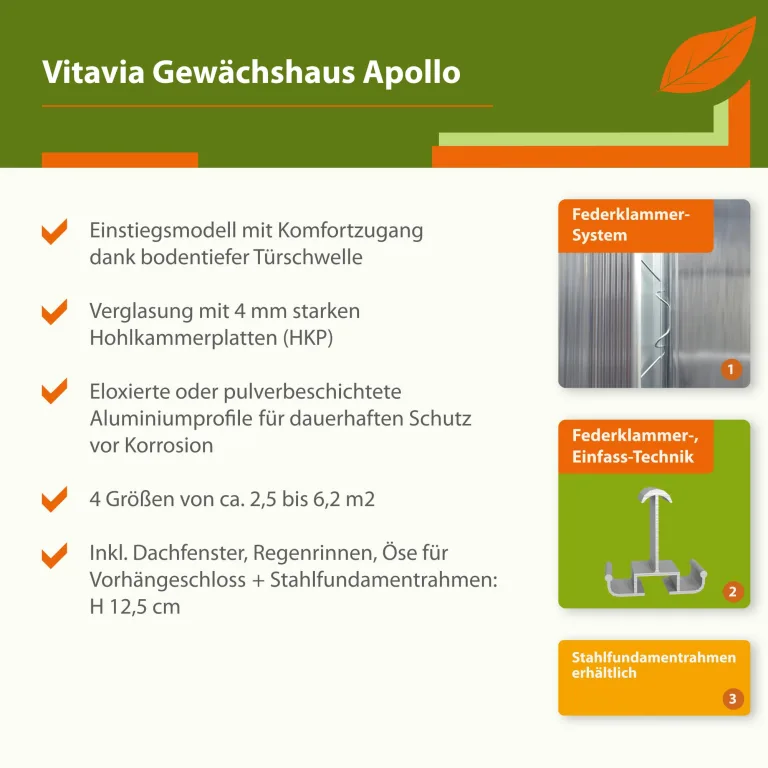 Vitavia Gewächshaus Apollo 5000", schwarz, 5,0 m², 4 mm HKP | Wetterfestes & stabiles Treibhaus | Perfekt für Gemüse & Pflanzen | Robust & langlebig – Bild 4