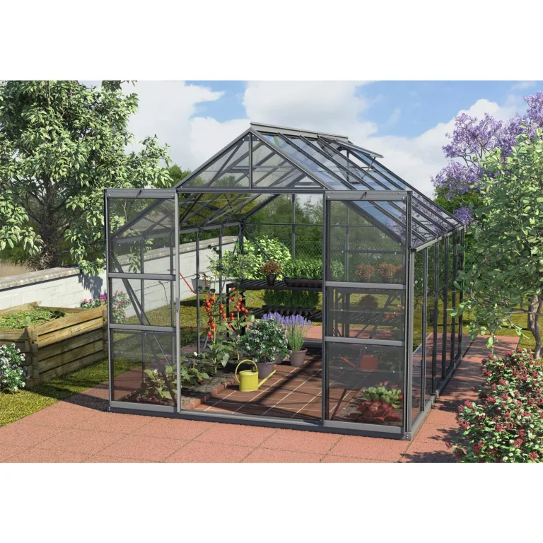 Vitavia Gewächshaus Mars 8300", schwarz, 8,3 m², 3 mm ESG | Wetterfestes & stabiles Treibhaus | Perfekt für Gemüse & Pflanzen | Robust & langlebig – Bild 3