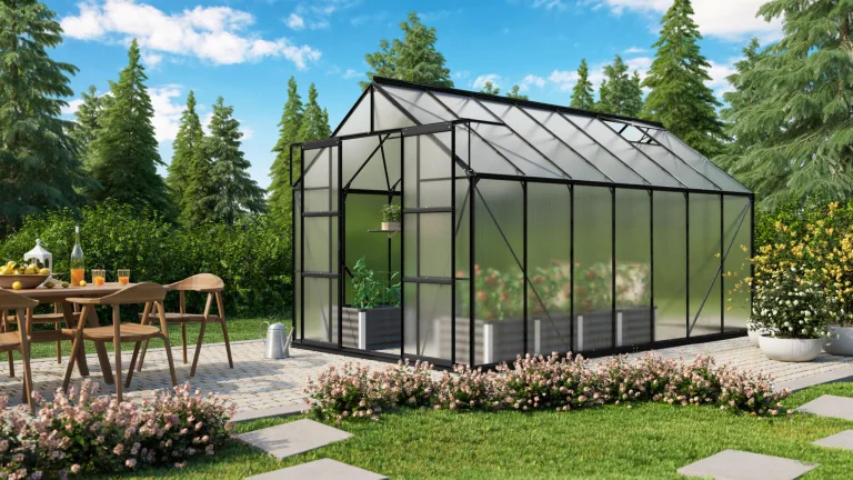 Vitavia Gewächshaus Uranus 8300", smaragd grün, 8,3 m², 6 mm HKP | Wetterfestes & stabiles Treibhaus | Perfekt für Gemüse & Pflanzen | Robust & langlebig – Bild 5