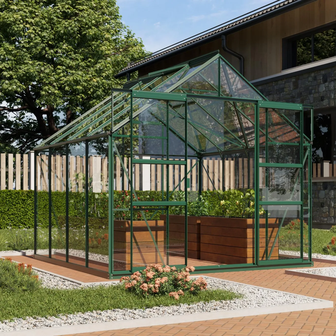 Vitavia Gewächshaus Mars 6700", smaragd grün, 6,7 m², 3 mm ESG | Wetterfestes & stabiles Treibhaus | Perfekt für Gemüse & Pflanzen | Robust & langlebig - Bild 1