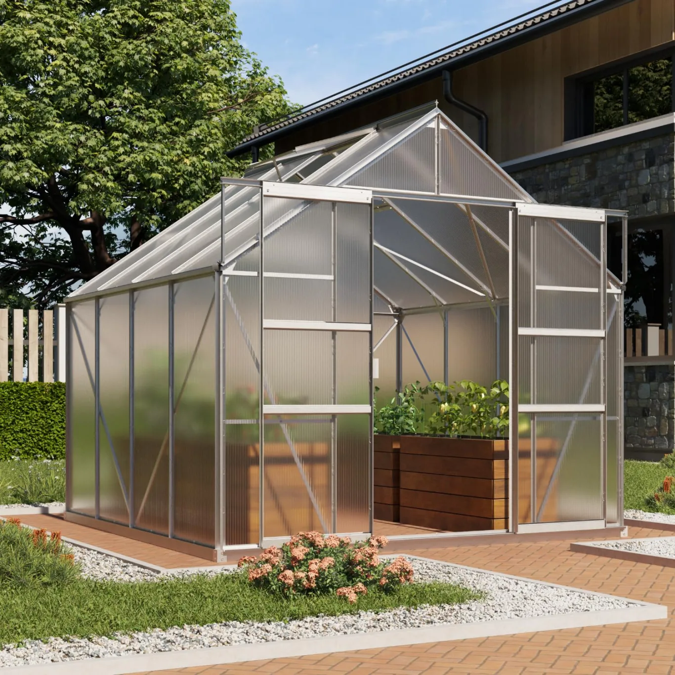 Vitavia Gewächshaus Mars 6700", Aluminium eloxiert, 6,7 m², 4 mm HKP | Wetterfestes & stabiles Treibhaus | Perfekt für Gemüse & Pflanzen | Robust & langlebig - Bild 1