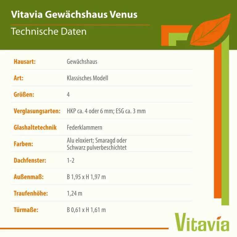 Vitavia Gewächshaus Venus 6200", smaragd grün, 6,2 m², 4 mm HKP | Wetterfestes & stabiles Treibhaus | Perfekt für Gemüse & Pflanzen | Robust & langlebig – Bild 5