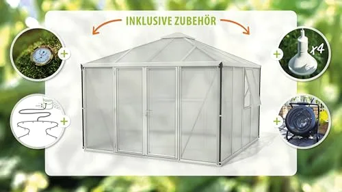 Vitavia Gewächshaus Kingston inkl. Ready2Grow Zubehör-Set, Aluminium eloxiert, 10,2 m², 10 mm HKP | Wetterfestes & stabiles Treibhaus | Perfekt für Gemüse & Pflanzen | Robust & langlebig – Bild 8