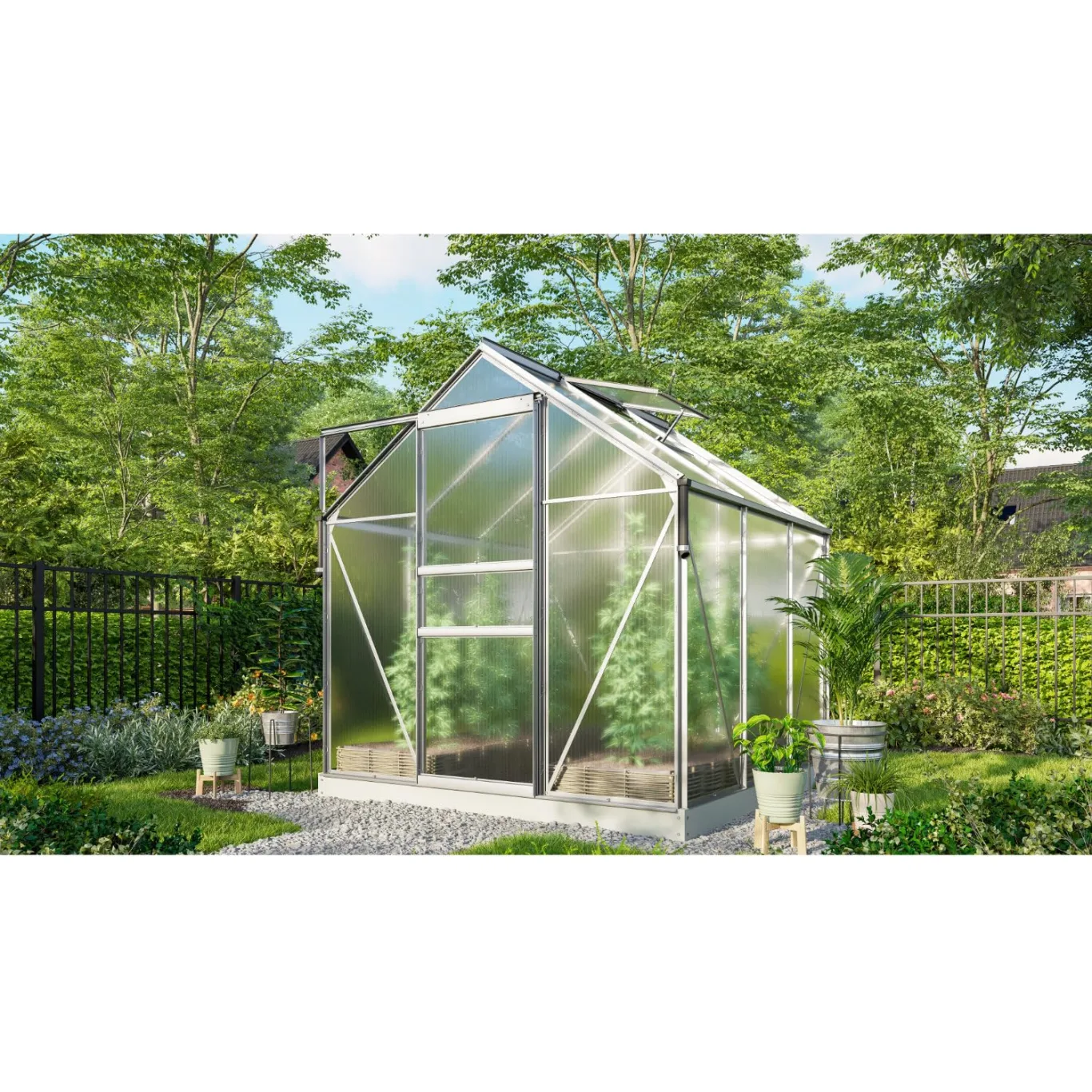Vitavia Gewächshaus Marley inkl. Ready2Grow Zubehör-Set, Aluminium eloxiert, 3,8 m², 6 mm HKP | Wetterfestes & stabiles Treibhaus | Perfekt für Gemüse & Pflanzen | Robust & langlebig - Bild 1