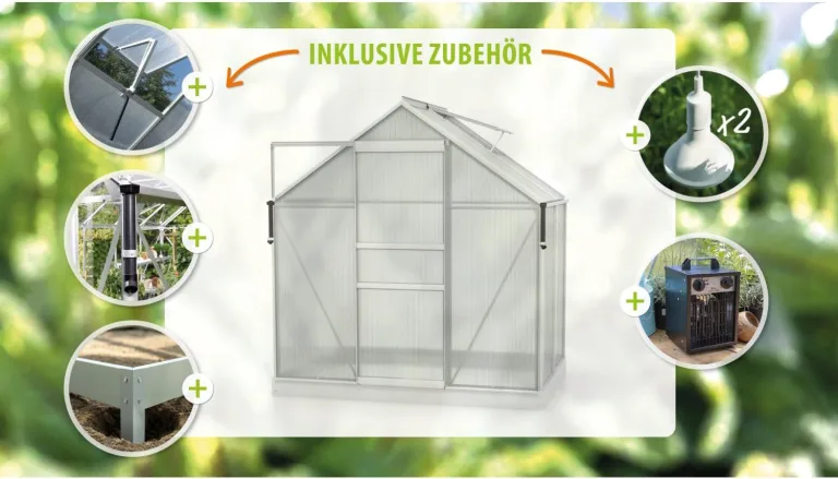 Vitavia Gewächshaus Marley inkl. Ready2Grow Zubehör-Set, Aluminium eloxiert, 2,5 m², 6 mm HKP | Wetterfestes & stabiles Treibhaus | Perfekt für Gemüse & Pflanzen | Robust & langlebig – Bild 2