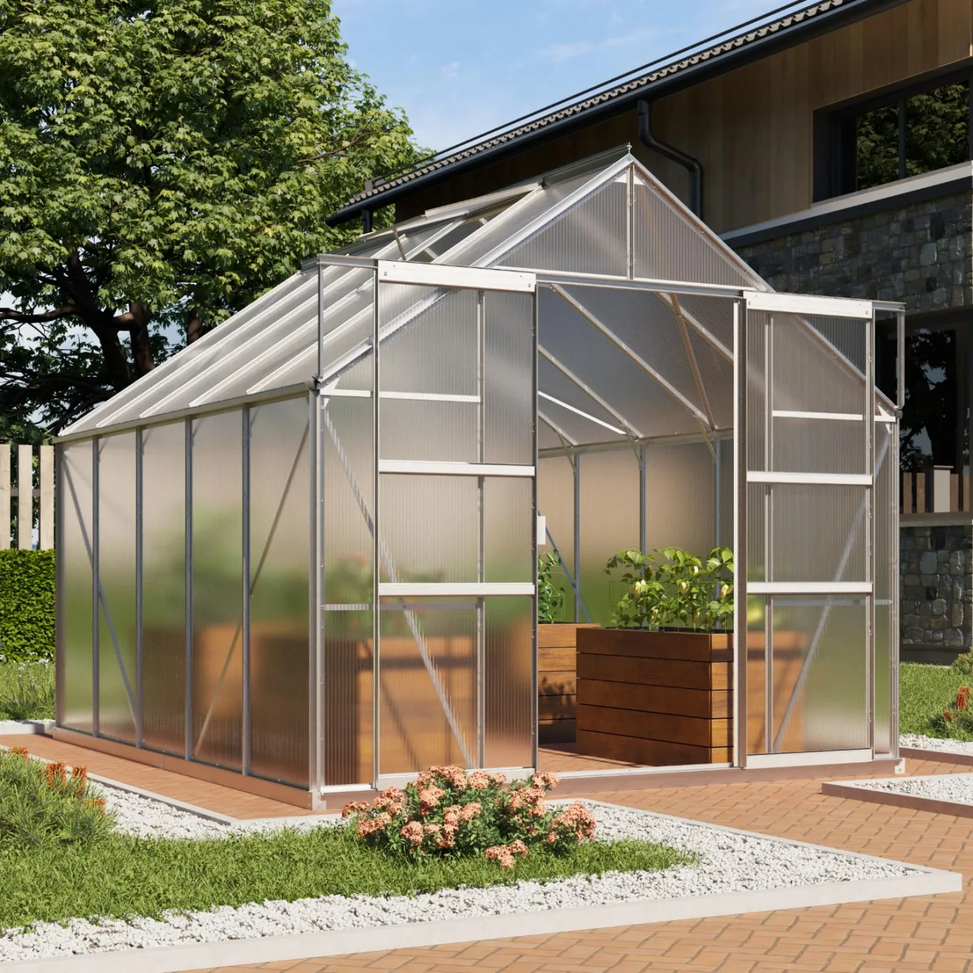 Vitavia Gewächshaus Mars 8300", Aluminium eloxiert, 8,3 m², 4 mm HKP | Wetterfestes & stabiles Treibhaus | Perfekt für Gemüse & Pflanzen | Robust & langlebig - Bild 1