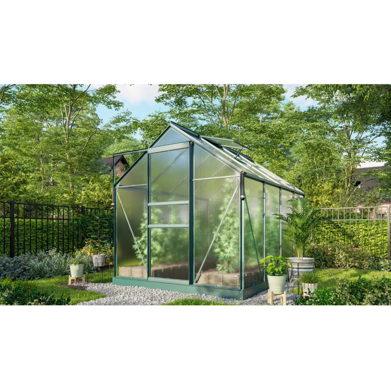 Vitavia Gewächshaus Marley inkl. Ready2Grow Zubehör-Set, smaragd grün, 5 m², 6 mm HKP | Wetterfestes & stabiles Treibhaus | Perfekt für Gemüse & Pflanzen | Robust & langlebig - Bild 1