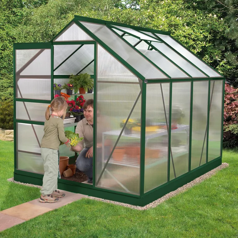 Vitavia Gewächshaus Calypso 5800", smaragd grün, 5,8 m², 4 mm HKP | Wetterfestes & stabiles Treibhaus | Perfekt für Gemüse & Pflanzen | Robust & langlebig – Bild 4