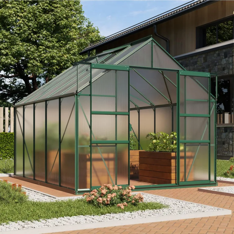 Vitavia Gewächshaus Mars 8300", smaragd grün, 8,3 m², 6 mm HKP | Wetterfestes & stabiles Treibhaus | Perfekt für Gemüse & Pflanzen | Robust & langlebig – Bild 1