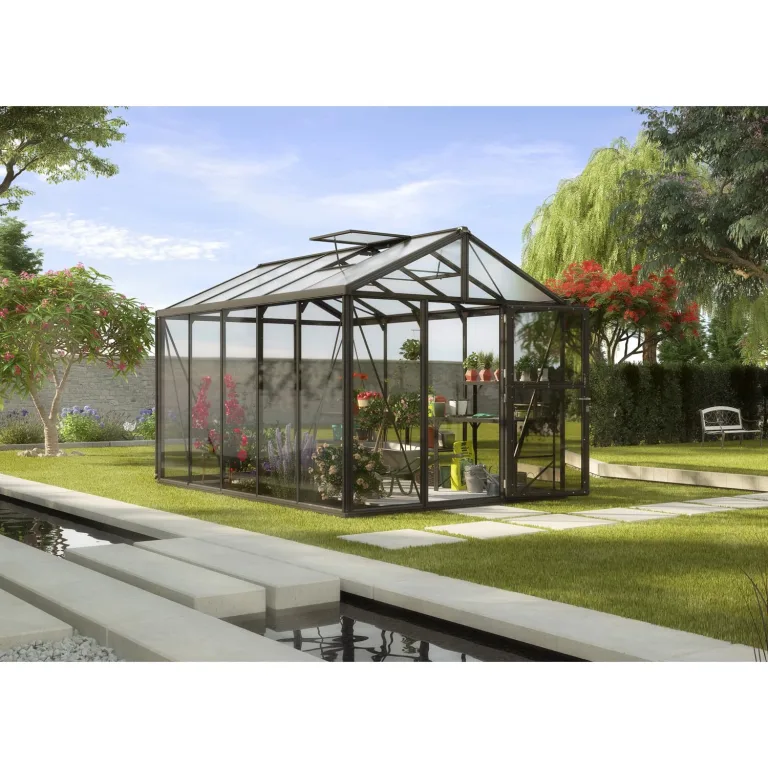 Vitavia Gewächshaus Zeus 8100", Aluminium eloxiert, 8,1 m², 3 mm ESG, 10 mm HKP | Wetterfestes & stabiles Treibhaus | Perfekt für Gemüse & Pflanzen | Robust & langlebig – Bild 8